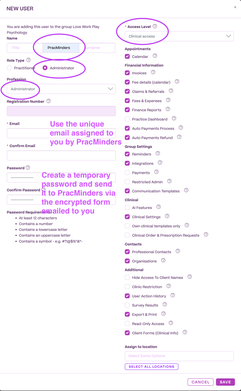 Invite PracMinders to Halaxy